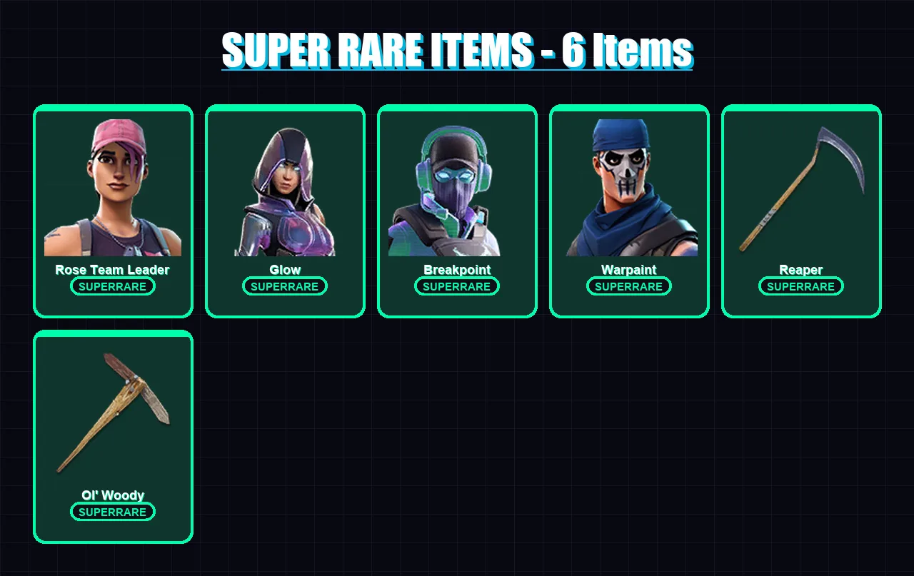 [PC/XBOX] | Rose Team Leader | Glow | Breakpoint | Warpaint | Ultima Knight | 100 skin | 103 pickaxe | 75 emote | 85 glider | Lv1348