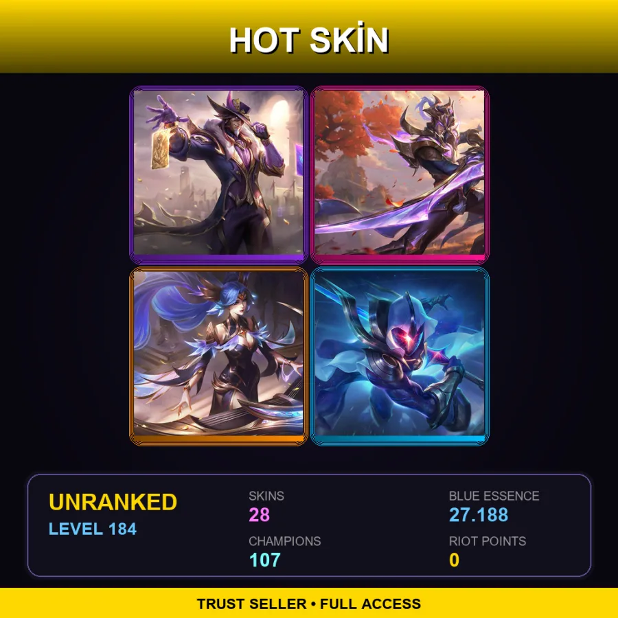 TR | Lv184 | Unranked | 28 Skin | 107 Champ