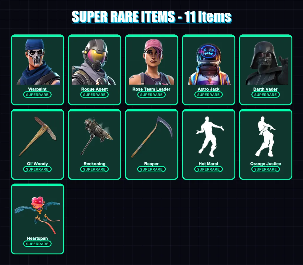 [PC/PSN] | Warpaint | Rogue Agent | Rose Team Leader | Astro Jack | Darth Vader | 239 skin | 263 pickaxe | 254 emote | 187 glider | Lv2111