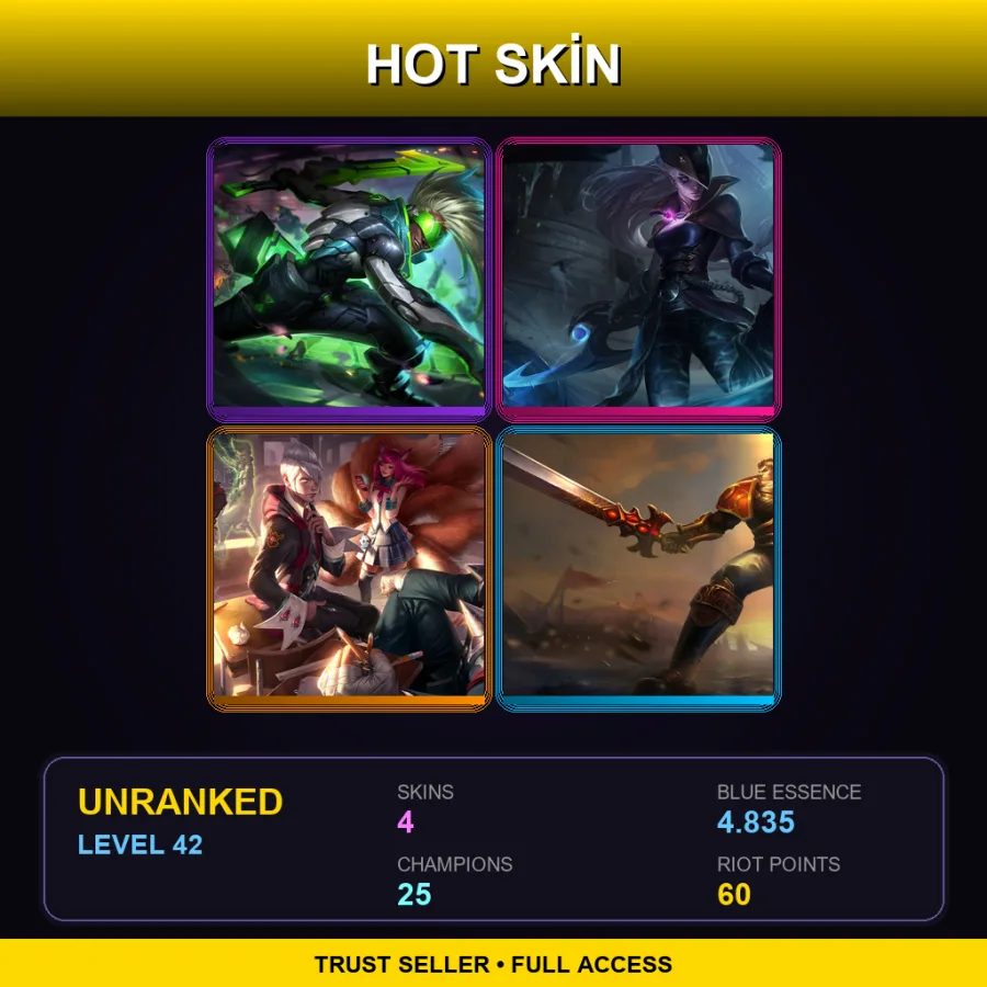LAS | Lv42 | Unranked | 4 Skin | 25 Champ — LoL account