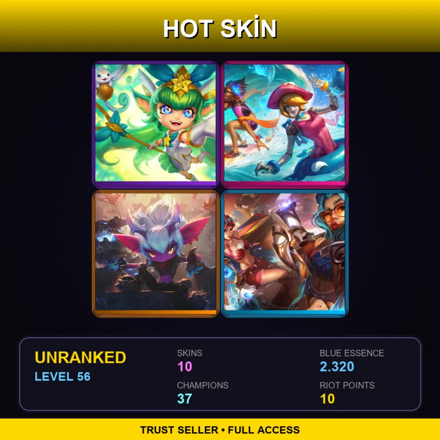 LAN | Lv56 | Unranked | 10 Skin | 37 Champ — Pool Party Orianna