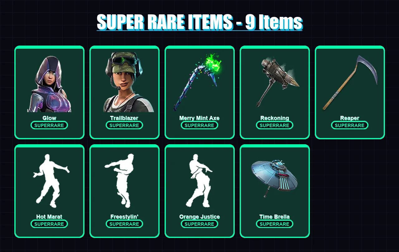 [PC] | Glow | Trailblazer | Calamity | A.I.M. | Lynx | 68 skin | 70 pickaxe | 94 emote | 67 glider | Lv947