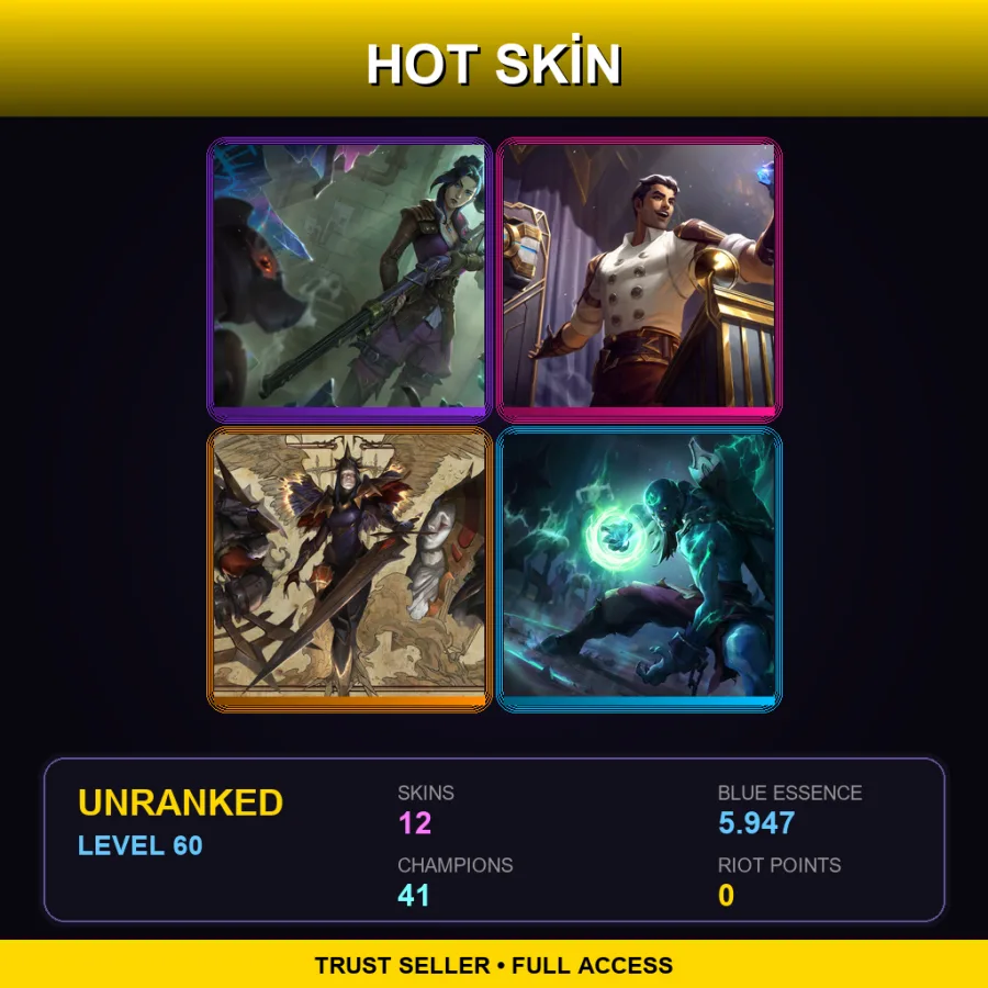 LAN | Lv60 | Unranked | 12 Skin | 41 Champ — LoL account