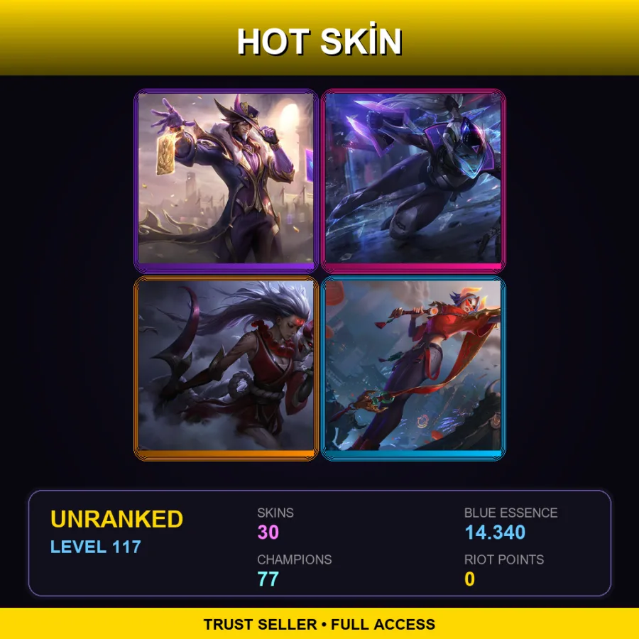 EUNE | Lv117 | Unranked | 30 Skin | 77 Champ — Lunar Empress Qiyana