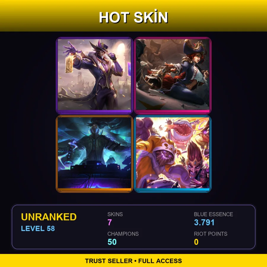 EUNE | Lv58 | Unranked | 7 Skin | 50 Champ
