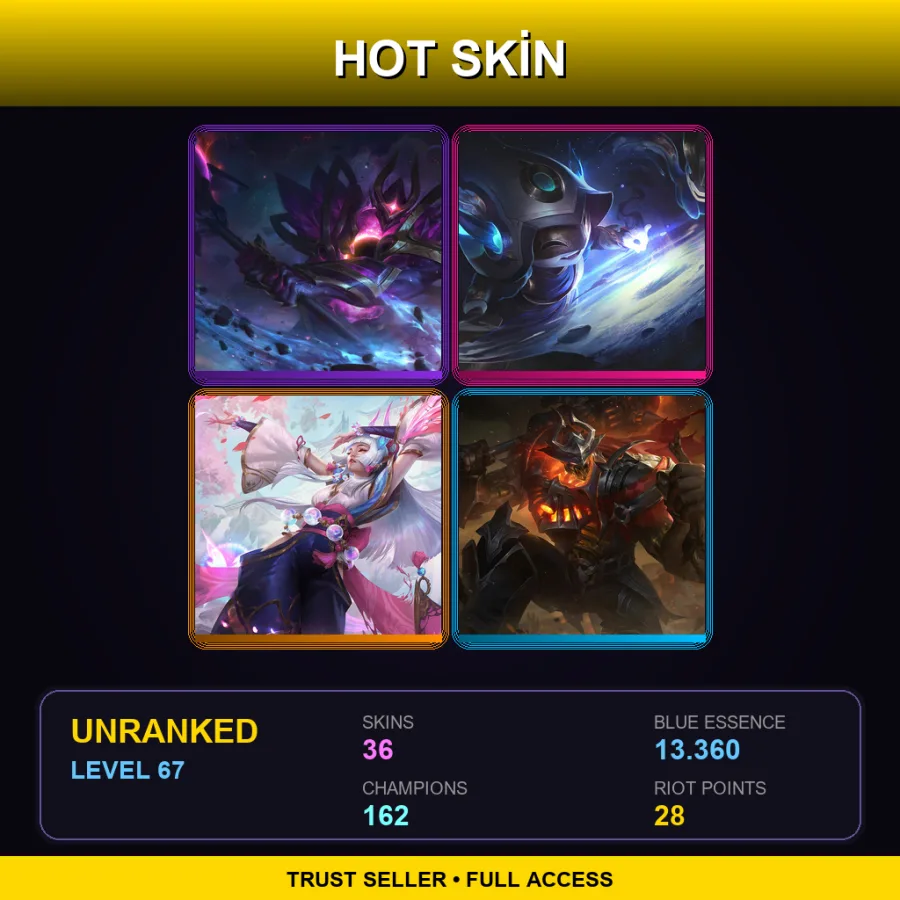 VN | Lv67 | Unranked | 36 Skin | 162 Champ