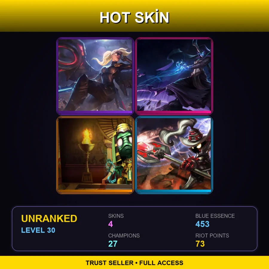 EUNE | Lv30 | Unranked | 4 Skin | 27 Champ — LoL account