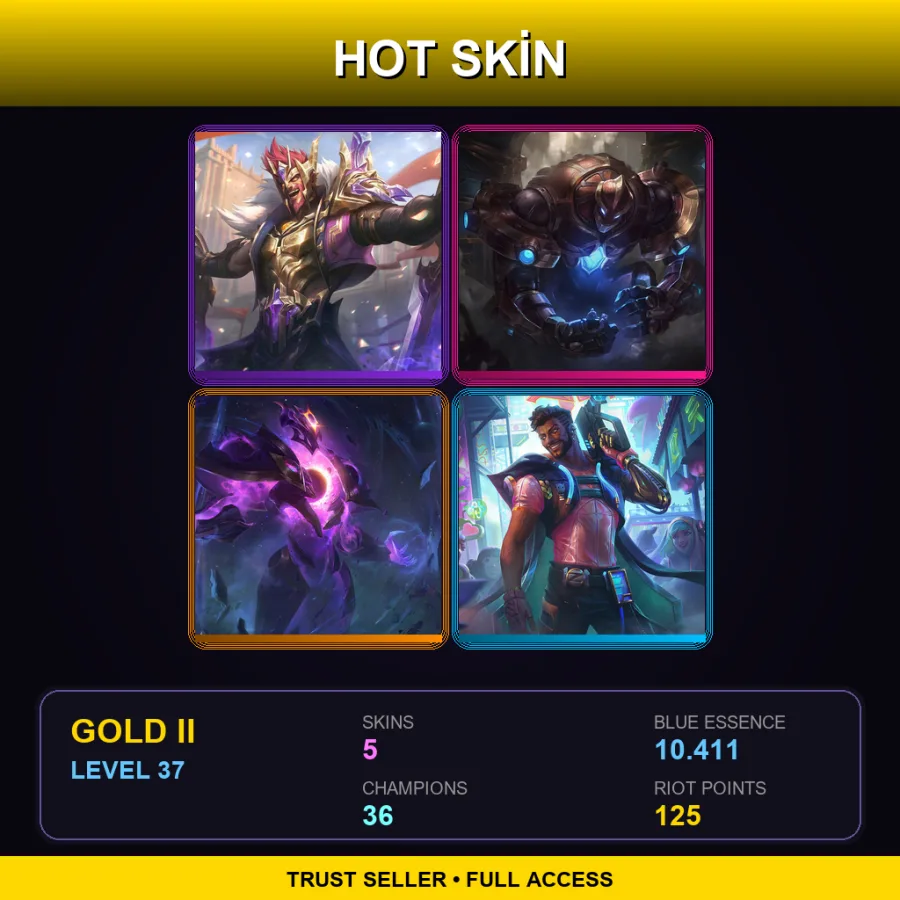 EUW | Lv37 | Gold II | 5 Skin | 36 Champ