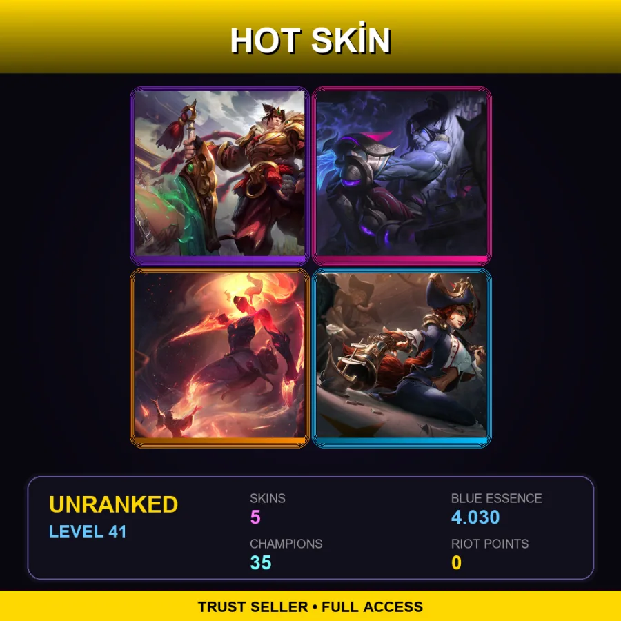 EUW | Lv41 | Unranked | 5 Skin | 35 Champ — LoL account