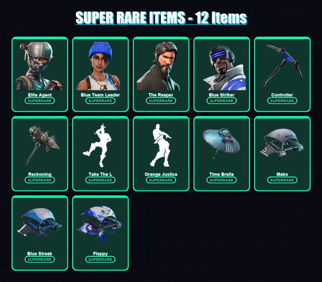[PS4/PS5/XBOX/PC] | Elite Agent | Blue Team Leader | The Reaper | Blue Striker | Omega | 32 skin | 23 pickaxe | 34 emote | 35 glider | Lv485 — Fortnite account