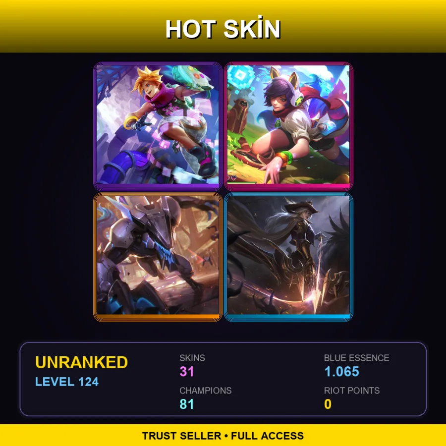 EUNE | Lv124 | Unranked | 31 Skin | 81 Champ — LoL account