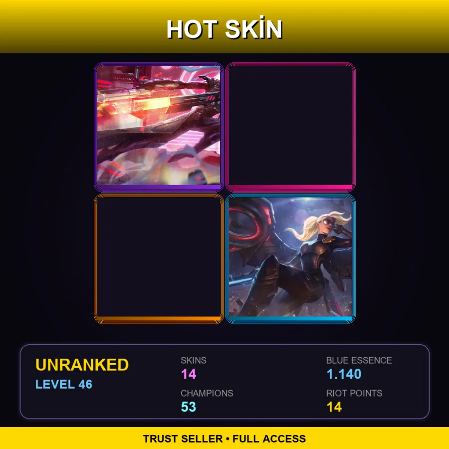 LAS | Lv46 | Unranked | 14 Skin | 53 Champ — LoL account