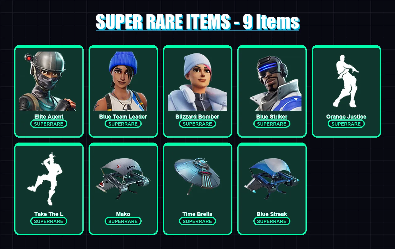 [PS4/PS5/PC] | Elite Agent | Blue Team Leader | Blizzard Bomber | Blue Striker | The Origin | 41 skin | 57 pickaxe | 56 emote | 66 glider | Lv1056