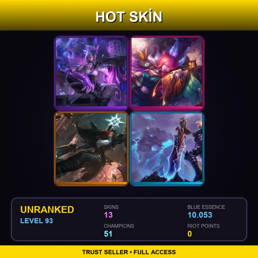 LAN | Lv93 | Unranked | 13 Skin | 51 Champ
