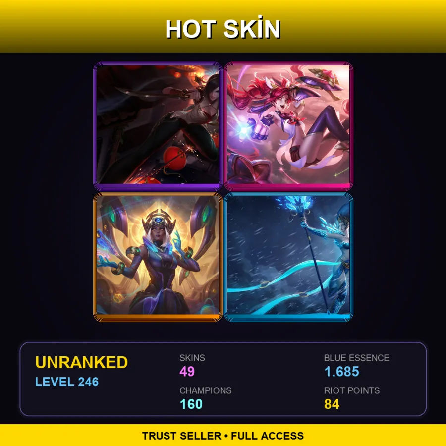 EUW | Lv246 | Unranked | 49 Skin | 160 Champ — LoL account