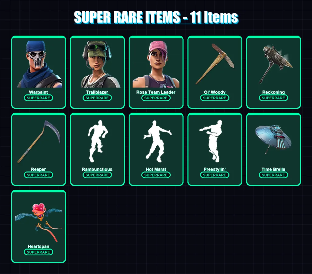 [PC/PSN] | Warpaint | Trailblazer | Rose Team Leader | Enforcer | Hybrid | 120 skin | 150 pickaxe | 178 emote | 144 glider | Lv1892