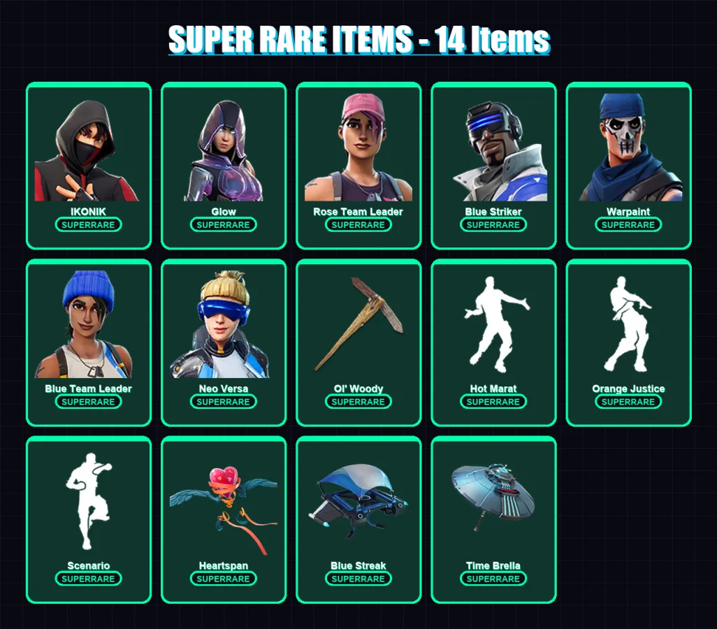 [PC/XBOX/PSN] | IKONIK | Glow | Rose Team Leader | Blue Striker | Warpaint | 137 skin | 157 pickaxe | 140 emote | 149 glider | Lv2430