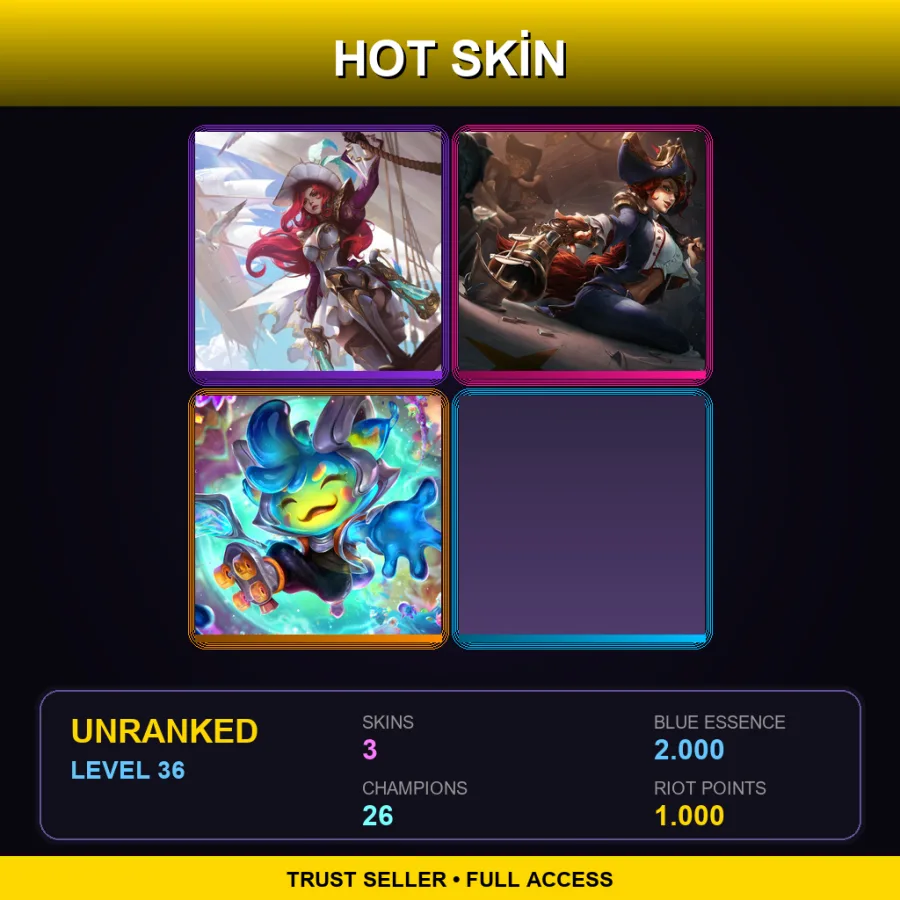 NA | Lv36 | Unranked | 3 Skin | 26 Champ