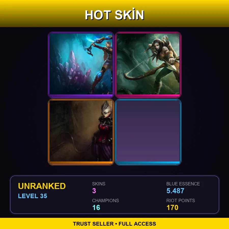 NA | Lv35 | Unranked | 3 Skin | 16 Champ — LoL account