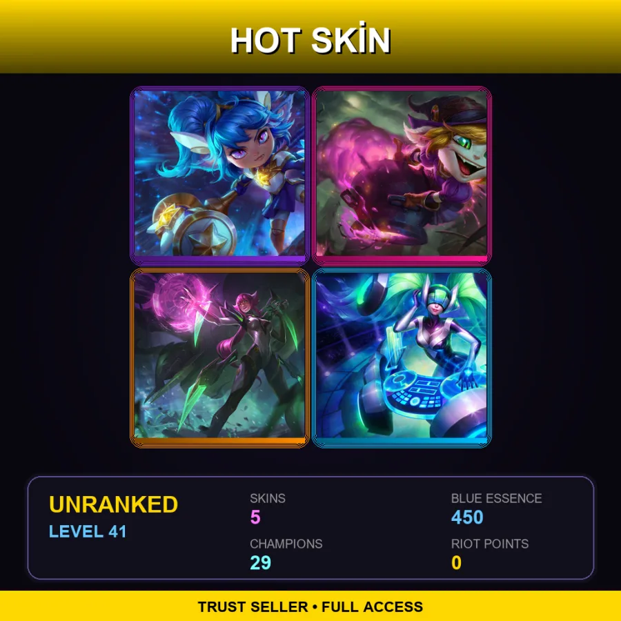 EUNE | Lv41 | Unranked | 5 Skin | 29 Champ — LoL account