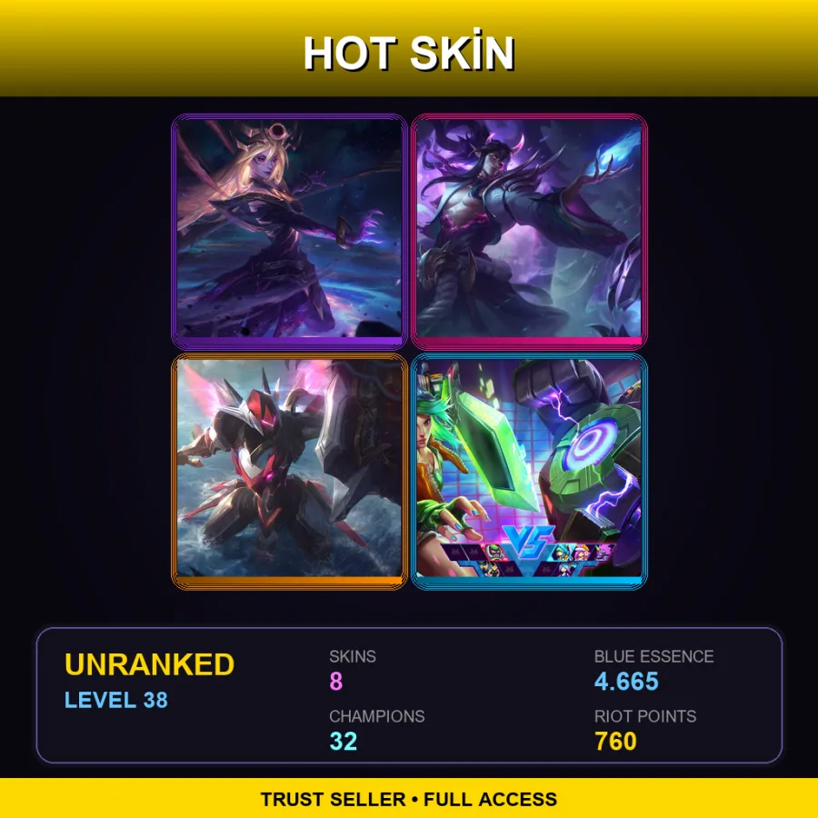 NA | Lv38 | Unranked | 8 Skin | 32 Champ