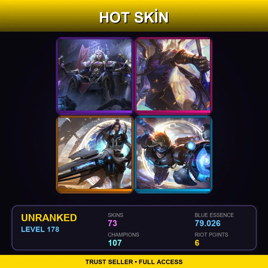 SG | Lv178 | Unranked | 73 Skin | 107 Champ