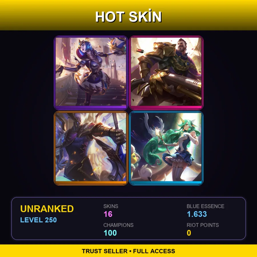 LAS | Lv250 | Unranked | 16 Skin | 100 Champ