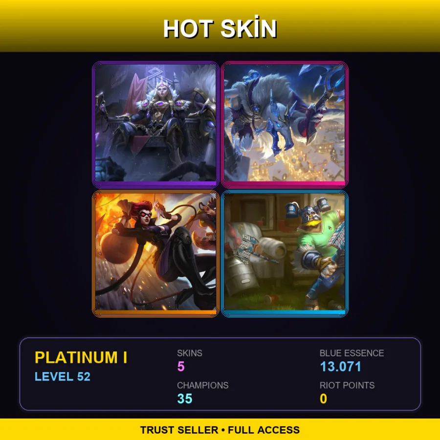 EUW | Lv52 | Platinum I | 5 Skin | 35 Champ