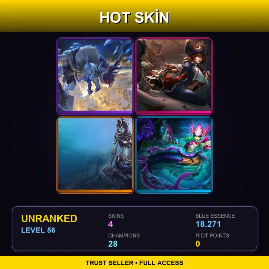 EUW | Ice King Twitch | Waterloo Miss Fortune | Siren Cassiopeia | River Spirit Nami | 4 Skin | 28 Champ | Lv56