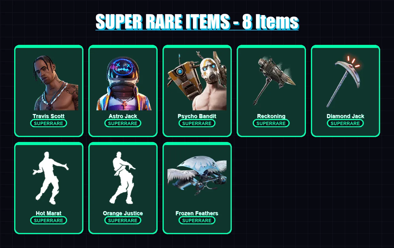 [PC/XBOX/PSN] | Travis Scott | Astro Jack | Psycho Bandit | Dire | Sentinel | 110 skin | 99 pickaxe | 124 emote | 82 glider | Lv1024