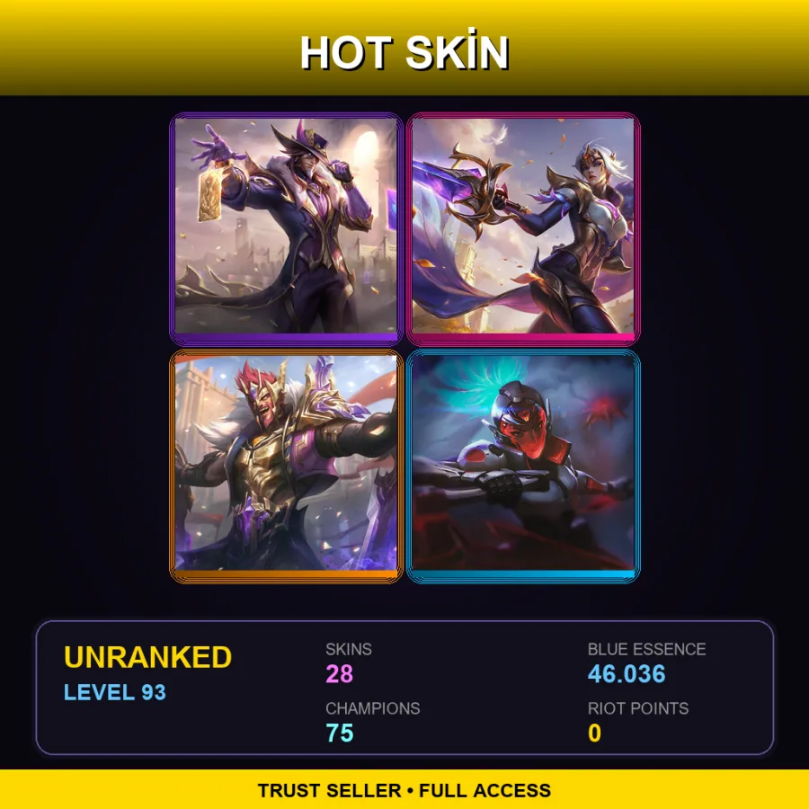 EUNE | Lv93 | Unranked | 28 Skin | 75 Champ — Medieval Twitch