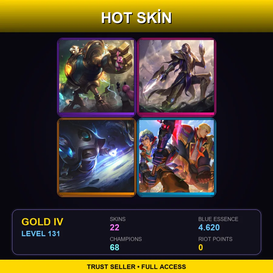 LAN | Lv131 | Gold IV | 22 Skin | 68 Champ