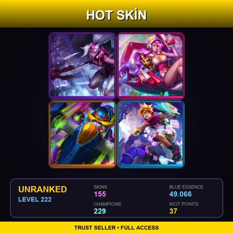 EUW | Lv222 | Unranked | 155 Skin | 229 Champ