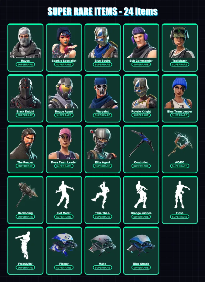 [PS4/PS5/XBOX/PC] | Havoc | Sparkle Specialist | Blue Squire | Sub Commander | Trailblazer | 69 skin | 42 pickaxe | 65 emote | 57 glider | Lv757 — Fortnite account