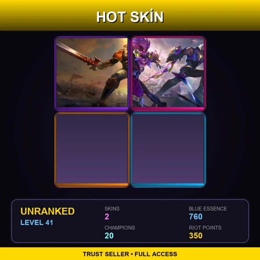 EUW | Lv41 | Unranked | 2 Skin | 20 Champ — LoL account