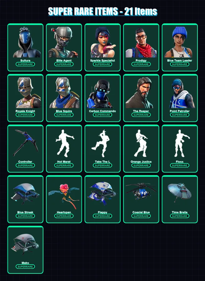 [PS4/PS5/XBOX/PC] | Sultura | Elite Agent | Sparkle Specialist | Prodigy | Blue Team Leader | 50 skin | 69 pickaxe | 67 emote | 65 glider | Lv795 — Fortnite account