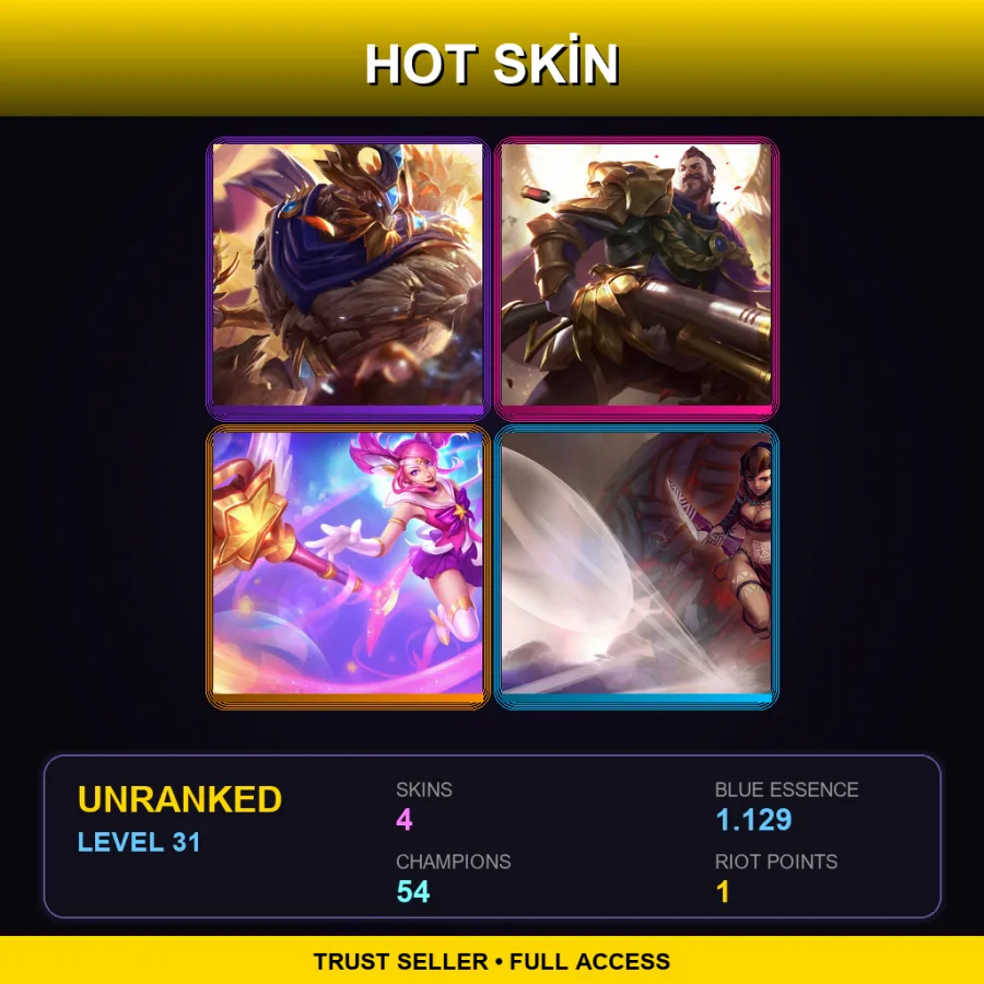EUW | Lv31 | Unranked | 4 Skin | 54 Champ