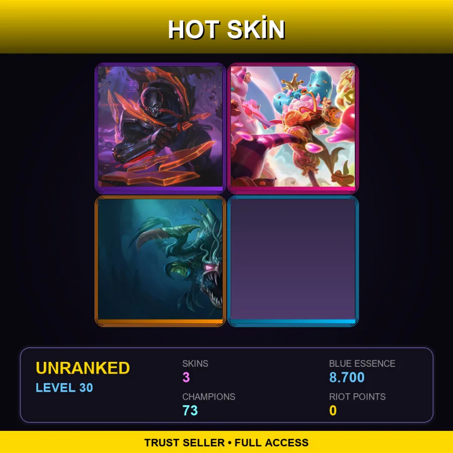 EUNE | Lv30 | Unranked | 3 Skin | 73 Champ — LoL account