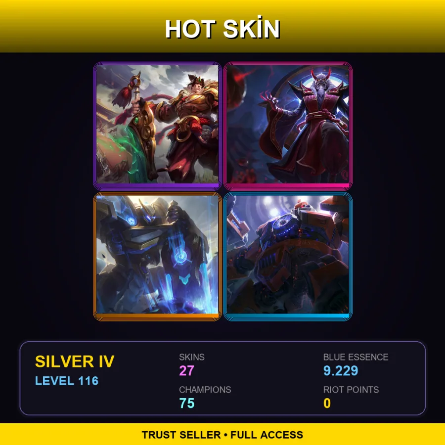 OCE | Lv116 | Silver IV | 27 Skin | 75 Champ — LoL account