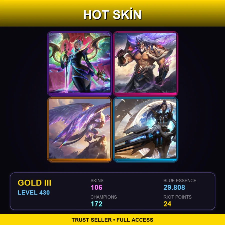 RU | Lv430 | Gold III | 106 Skin | 172 Champ