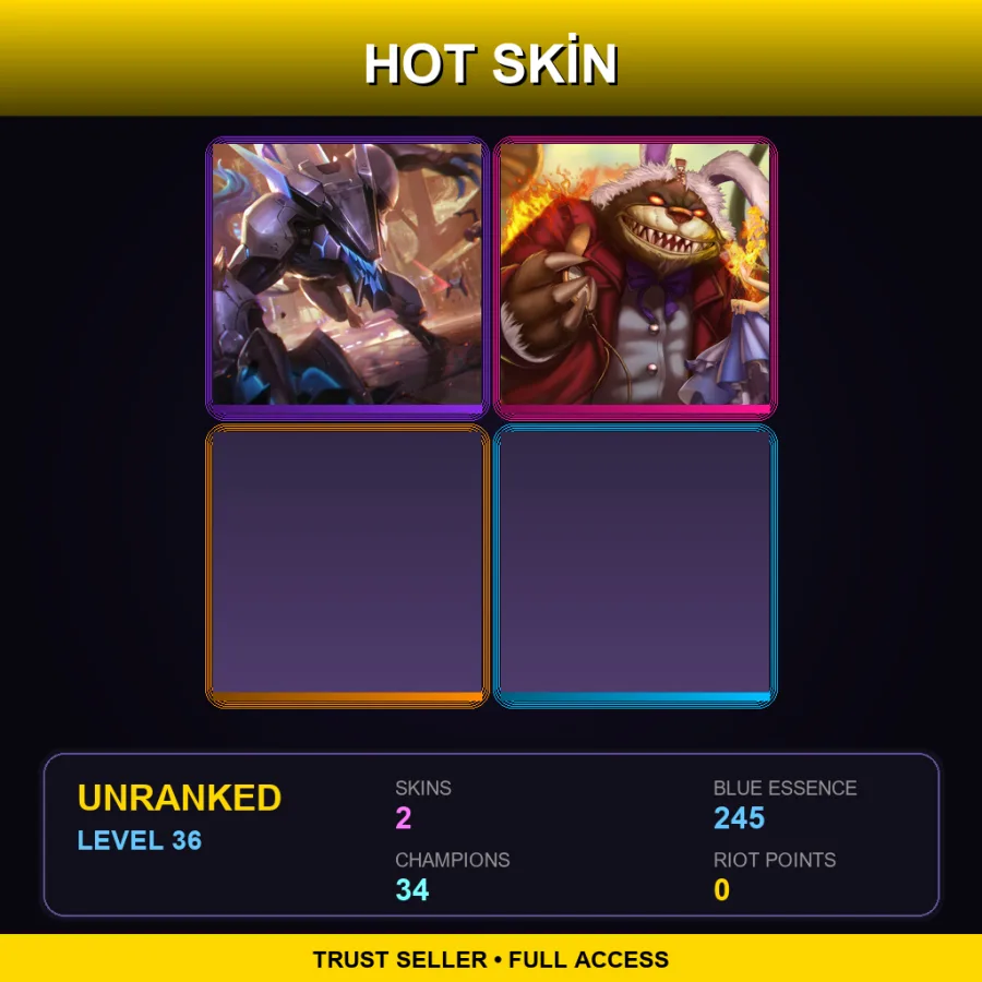 EUNE | Lv36 | Unranked | 2 Skin | 34 Champ
