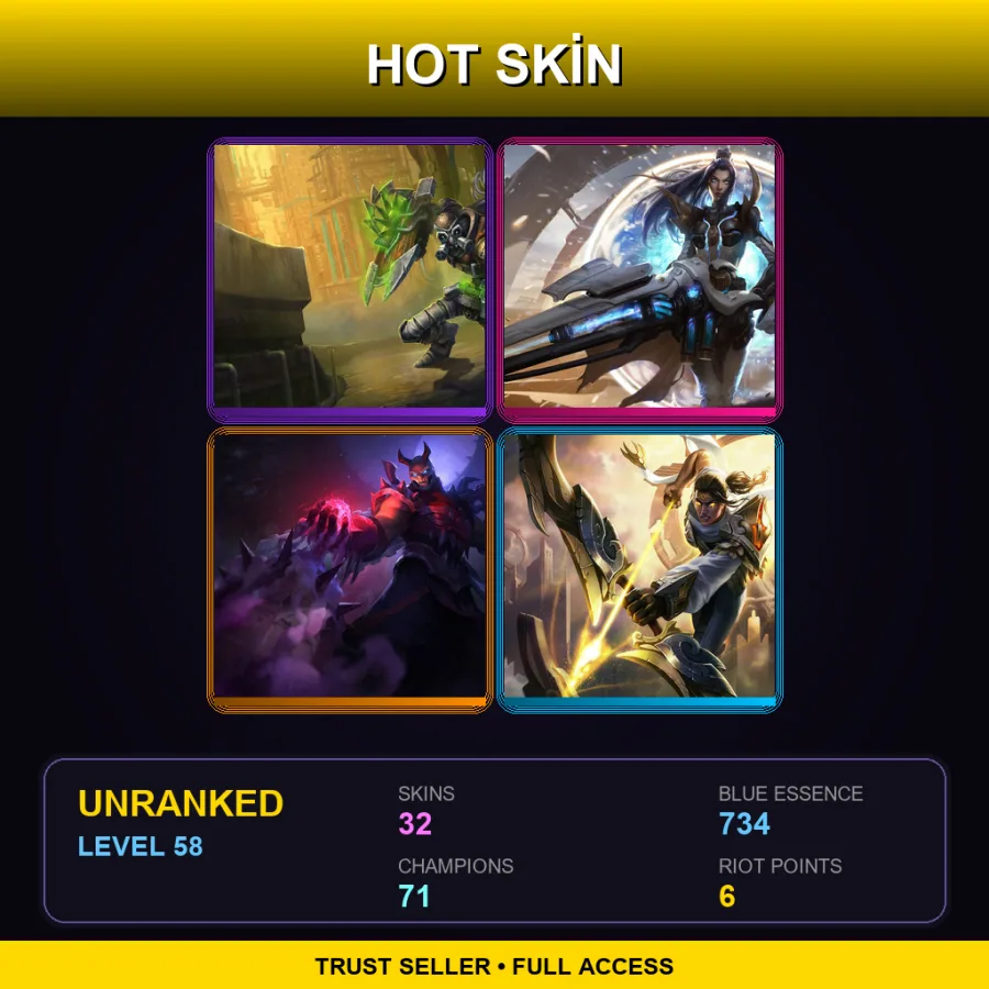 NA | Lv58 | Unranked | 32 Skin | 71 Champ