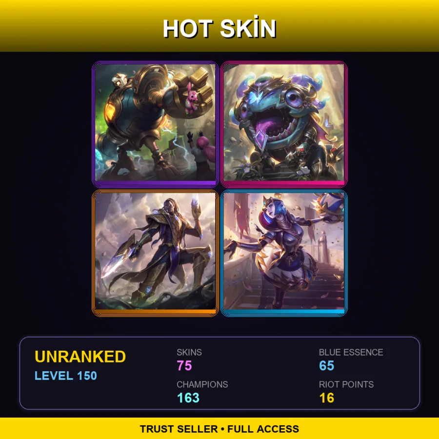 BR | Lv150 | Unranked | 75 Skin | 163 Champ — LoL account
