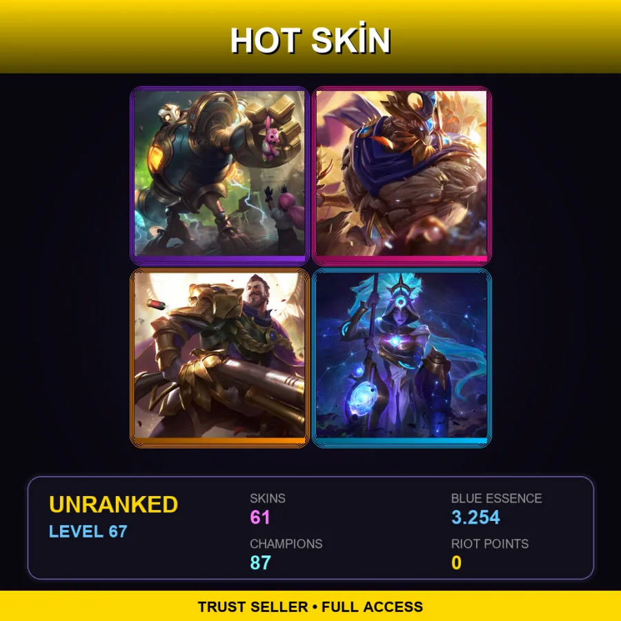 VN | Lv67 | Unranked | 61 Skin | 87 Champ