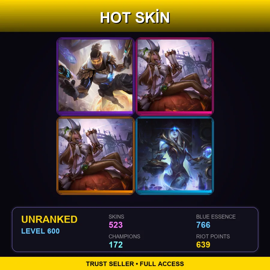 EUW | Lv600 | Unranked | 523 Skin | 172 Champ