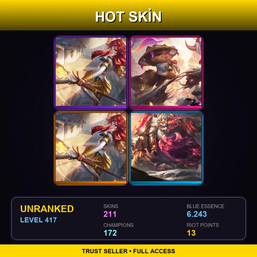 LAS | Lv417 | Unranked | 211 Skin | 172 Champ