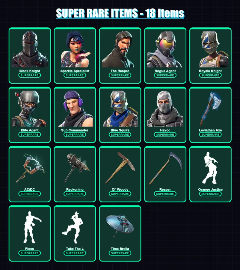 [PC/XBOX] | Black Knight | Sparkle Specialist | The Reaper | Rogue Agent | Royale Knight | 213 skin | 229 pickaxe | 154 emote | 146 glider | Lv1900