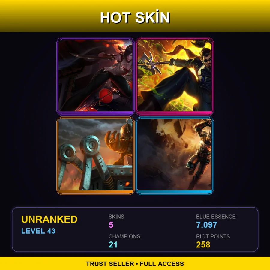 SG | Lv43 | Unranked | 5 Skin | 21 Champ — Baron Von Veigar
