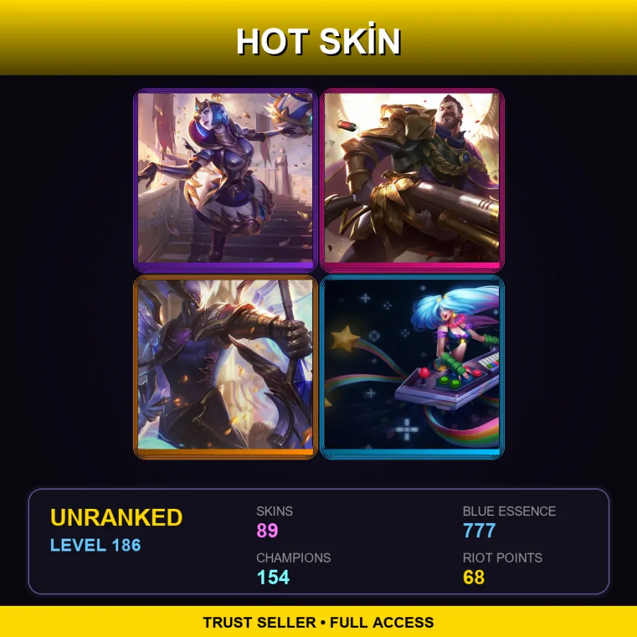 TR | Lv186 | Unranked | 89 Skin | 154 Champ
