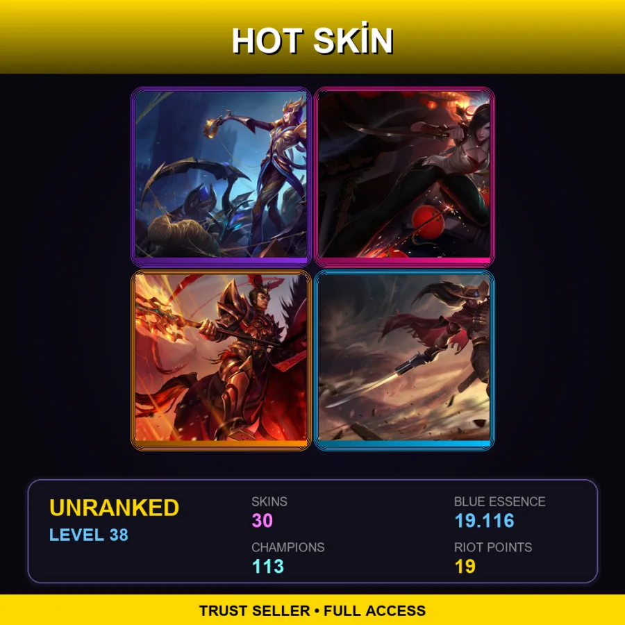 VN | Lv38 | Unranked | 30 Skin | 113 Champ